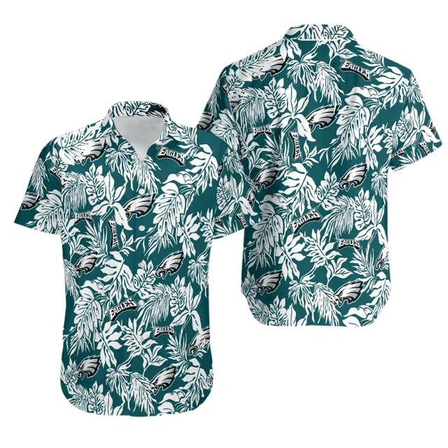 Sport-Team Philadelphia Eagles Tropical Leafs Hawaiian Shirt Summer Aloha Shirt, NFL Hawaiian Shirt Moonbestprint