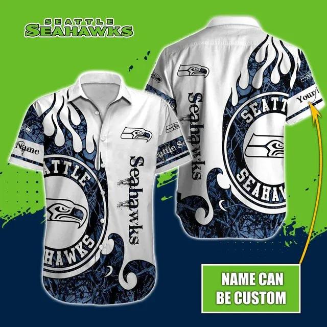 Sport-Team Seattle Seahawks Custom Name Realtree Hunting Hawaiian Shirt Sport Team Aloha Shirt, NFL Hawaiian Shirt Moonbestprint