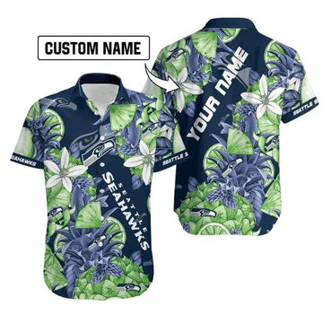 Sport-Team Seattle Seahawks Custom Name Special Tropical Fruit Hawaiian Shirt Sport Team Aloha Shirt, NFL Hawaiian Shirt Moonbestprint