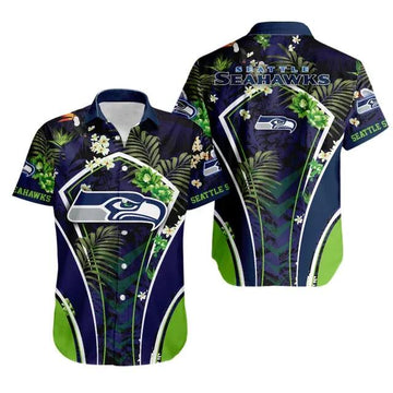 Sport-Team Seattle Seahawks Flower Summer Tropical Hawaiian Shirt Sport Team Aloha Shirt, NFL Hawaiian Shirt Moonbestprint