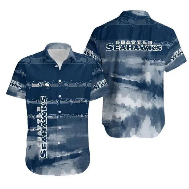Sport-Team Seattle Seahawks Navy Blue Hawaiian Shirt Summer Aloha Shirt, NFL Hawaiian Shirt Moonbestprint