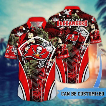 Sport-Team Tampa Bay Buccaneers Custom Name Flower Summer Tropical Hawaiian Shirt Sport Team Aloha Shirt, NFL Hawaiian Shirt Moonbestprint