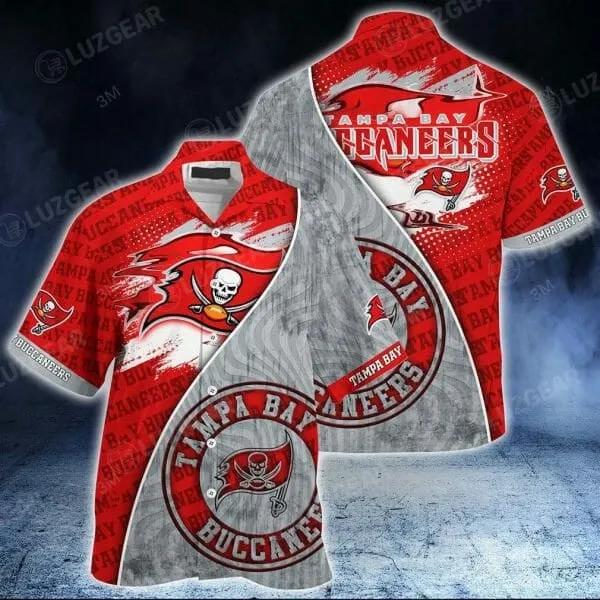Sport-Team Tampa Bay Buccaneers Red Grey Hawaiian Shirt Men & Women Aloha Shirt 3, NFL Hawaiian Shirt Moonbestprint
