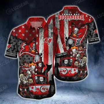 Sport-Team Tampa Bay Buccaneers Red Halloween Hawaiian Shirt Men & Women Aloha Shirt, NFL Hawaiian Shirt Moonbestprint