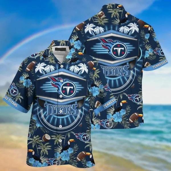 Sport-Team Tennessee Titans Coconut Navy Blue Hawaiian Shirt Men & Women Aloha Shirt, NFL Hawaiian Shirt Moonbestprint