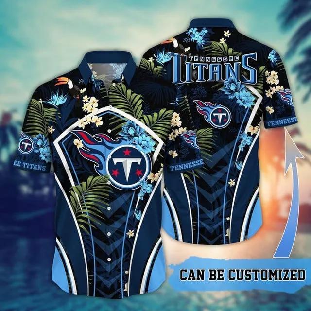Sport-Team Tennessee Titans Custom Name Flower Summer Tropical Hawaiian Shirt Sport Team Aloha Shirt, NFL Hawaiian Shirt Moonbestprint