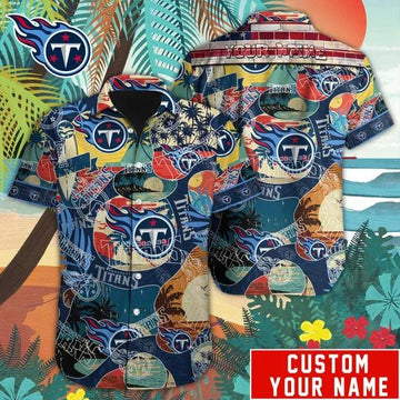 Sport-Team Tennessee Titans Custom Name Special Vintage Style Hawaiian Shirt Sport Team Aloha Shirt, NFL Hawaiian Shirt Moonbestprint