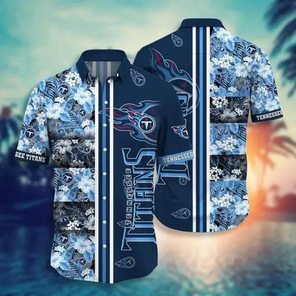 Sport-Team Tennessee Titans Tropical Navy Blue Hawaiian Shirt Men & Women Aloha Shirt, NFL Hawaiian Shirt Moonbestprint