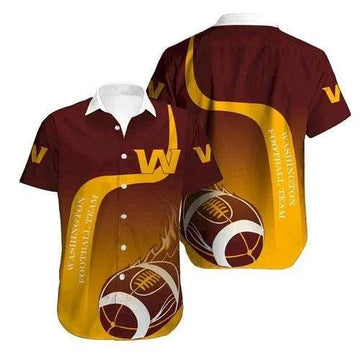 Sport-Team Washington Commanders Brown Yellow Ball Hawaiian Shirt Men & Women Aloha Shirt, NFL Hawaiian Shirt Moonbestprint