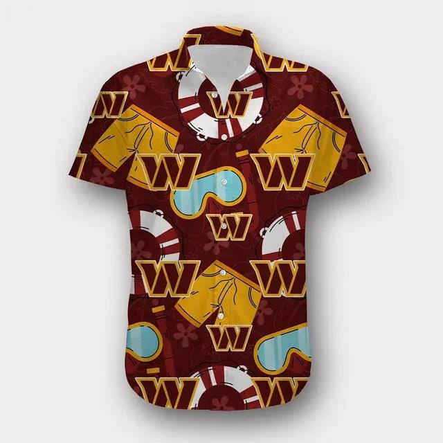 Sport-Team Washington Commanders Cool Summer Hawaiian Shirt Men & Women Aloha Shirt, NFL Hawaiian Shirt Moonbestprint