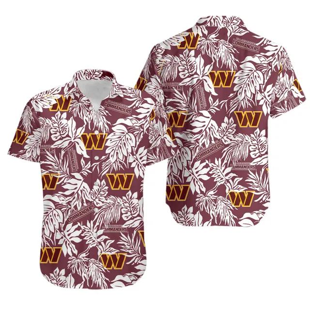 Sport-Team Washington Commanders Tropical Leafs Hawaiian Shirt Summer Aloha Shirt, NFL Hawaiian Shirt Moonbestprint