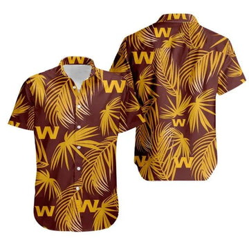 Sport-Team Washington Commanders Yellow Leaf Hawaiian Shirt Men & Women Aloha Shirt, NFL Hawaiian Shirt Moonbestprint