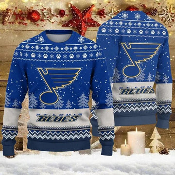 St Louis Blues Big Logo Ugly Christmas Sweater, NHL Christmas Sweater Moonbestprint