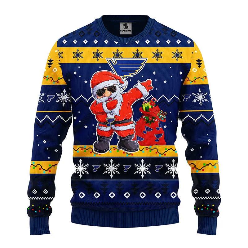 St. Louis Blues Dabbing Santa Claus Ugly Christmas Sweater, NHL Christmas Sweater Moonbestprint
