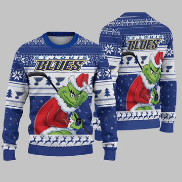 St. Louis Blues Grinch Stolen Ugly Christmas Sweater, NHL Christmas Sweater Moonbestprint