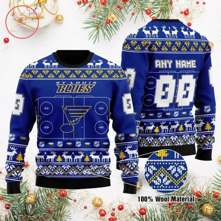 St. Louis Blues Personalized Ugly Christmas Sweater, NHL Christmas Sweater Moonbestprint