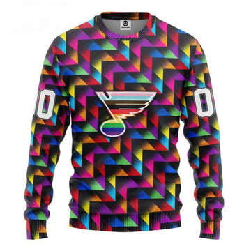 St. Louis Blues Pride Custom Number Ugly Christmas Sweater, NHL Christmas Sweater Moonbestprint