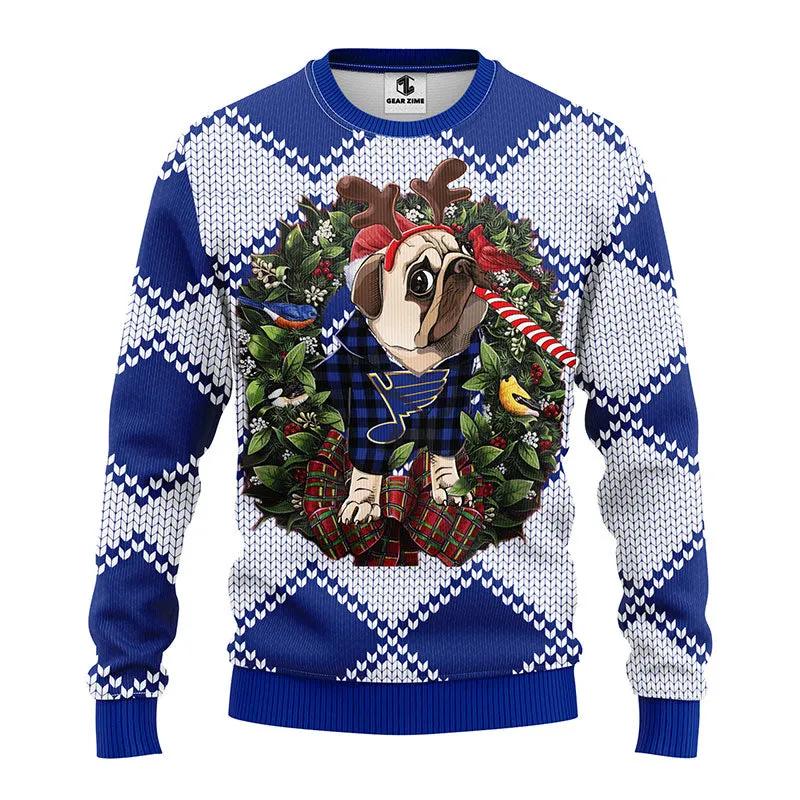 St. Louis Blues Pub Dog Ugly Christmas Sweater, NHL Christmas Sweater Moonbestprint