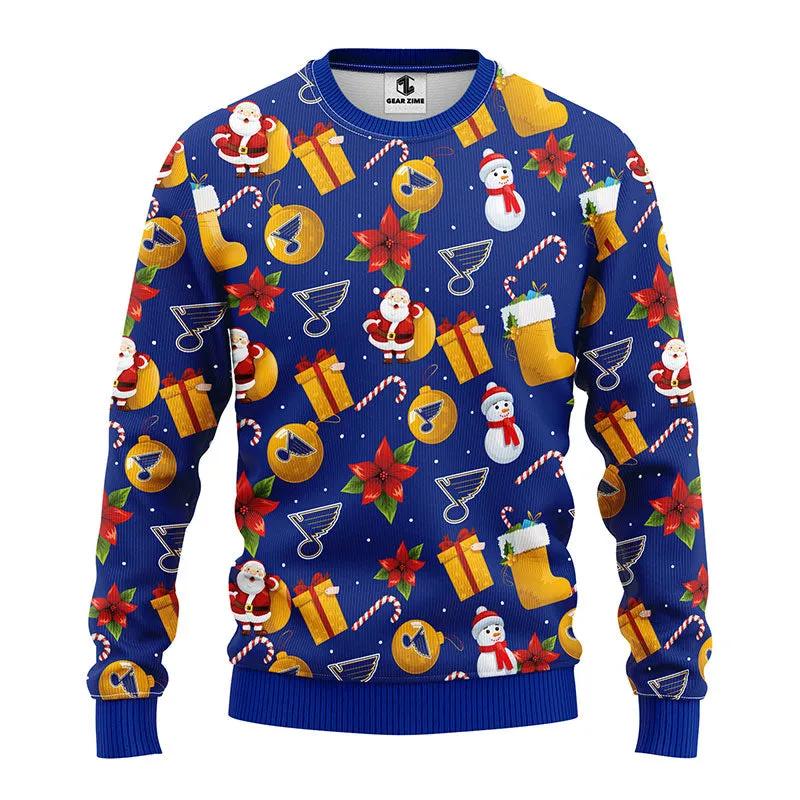 St. Louis Blues Santa Claus Snowman Ugly Christmas Sweater, NHL Christmas Sweater Moonbestprint