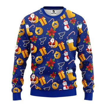 St. Louis Blues Santa Claus Snowman Ugly Christmas Sweater, NHL Christmas Sweater Moonbestprint
