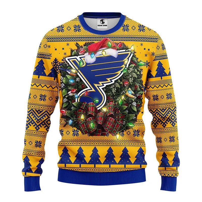 St. Louis Blues Santa Hat Ugly Christmas Sweater, NHL Christmas Sweater Moonbestprint