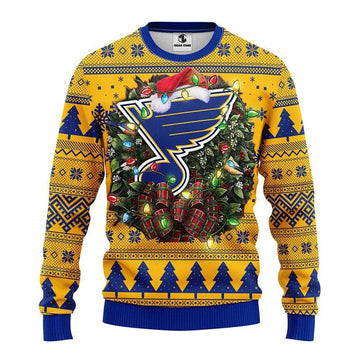 St. Louis Blues Santa Hat Ugly Christmas Sweater, NHL Christmas Sweater Moonbestprint