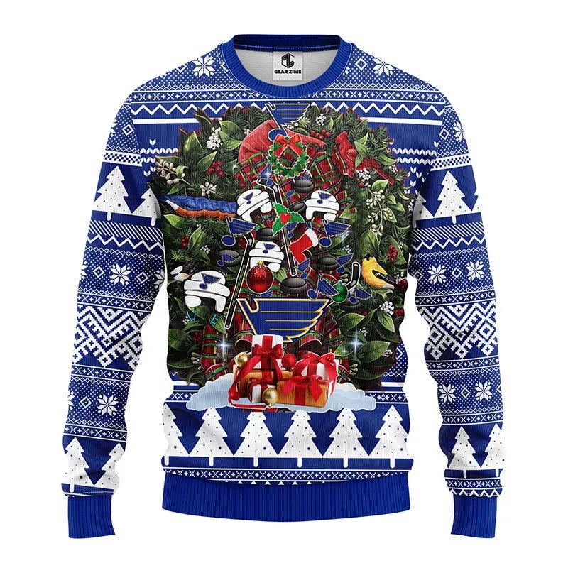 St. Louis Blues Tree Christmas Ugly Sweater, NHL Christmas Sweater Moonbestprint