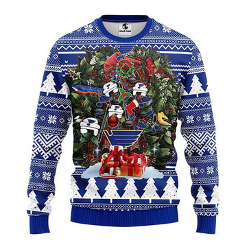 St. Louis Blues Tree Christmas Ugly Sweater, NHL Christmas Sweater Moonbestprint