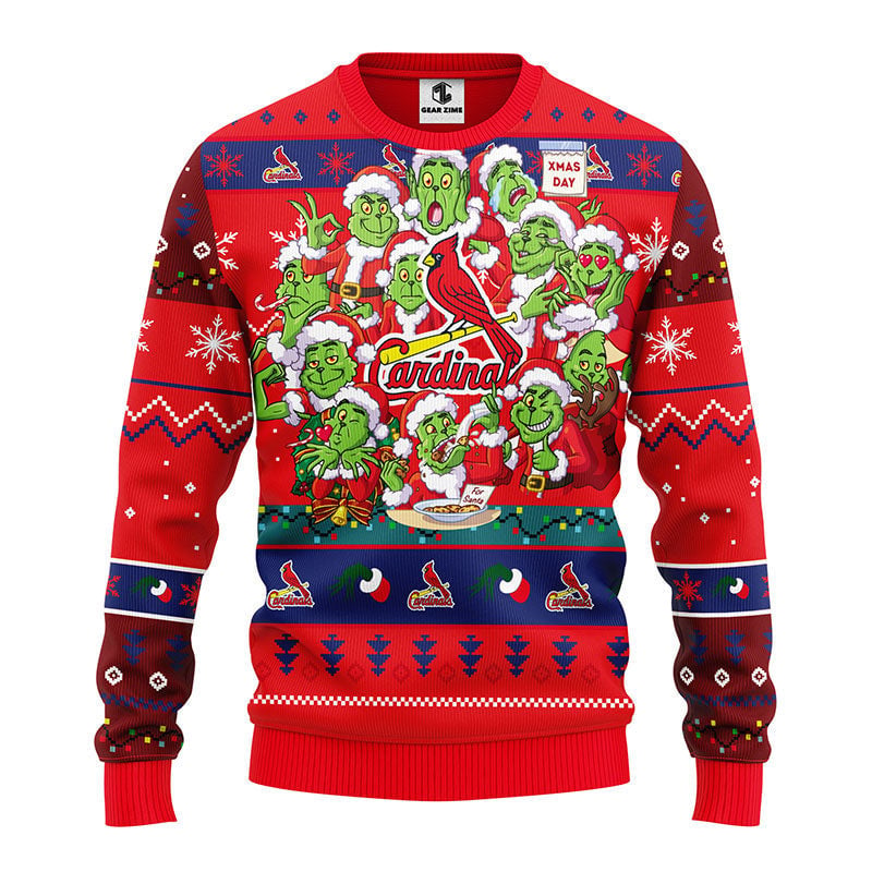St. Louis Cardinals 12 Grinch Xmas Day Ugly Christmas Sweater Moonbestprint