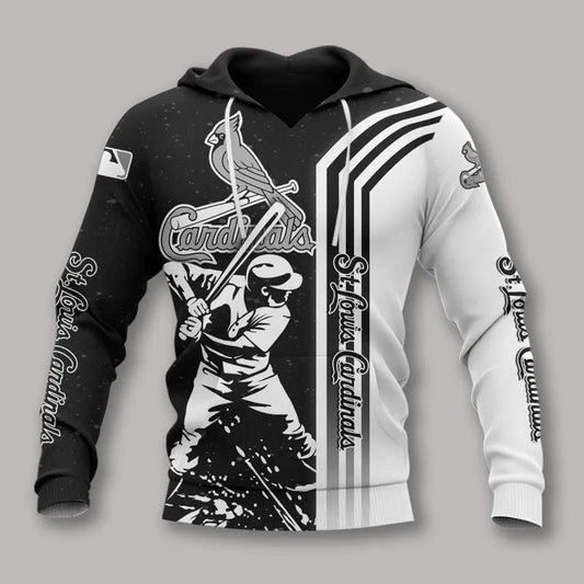 St. Louis Cardinals Black And White All Over Print Hoodie 1, MLB Hoodie Moonbestprint