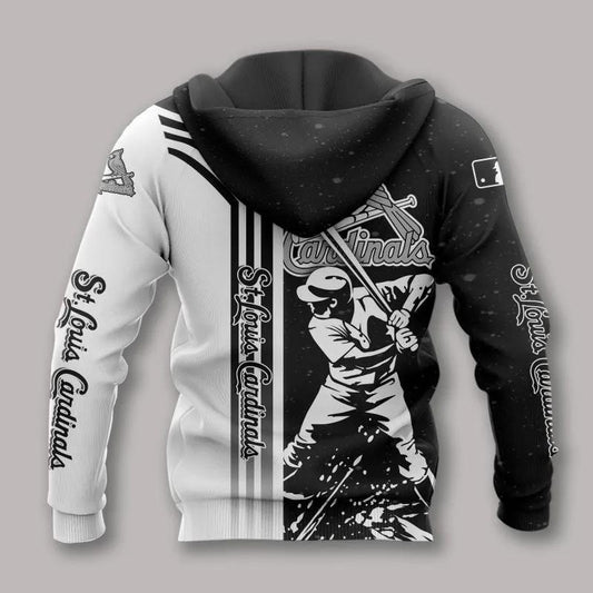 St. Louis Cardinals Black And White All Over Print Hoodie 1, MLB Hoodie Moonbestprint
