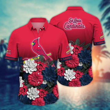 St. Louis Cardinals Flower Hawaii Shirt For Fans, Summer Baseball Shirts, MLB Hawaiian Shirt Moonbestprint