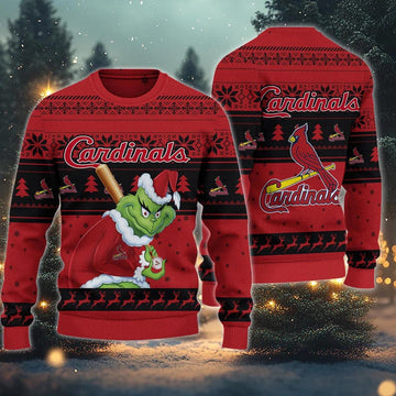 St. Louis Cardinals Grinch Stolen Ugly Christmas Sweater, MLB Christmas Sweater Moonbestprint