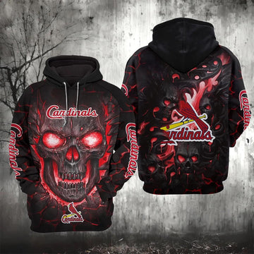 St. Louis Cardinals Lava Skull 3D Hoodie, MLB Hoodie Moonbestprint