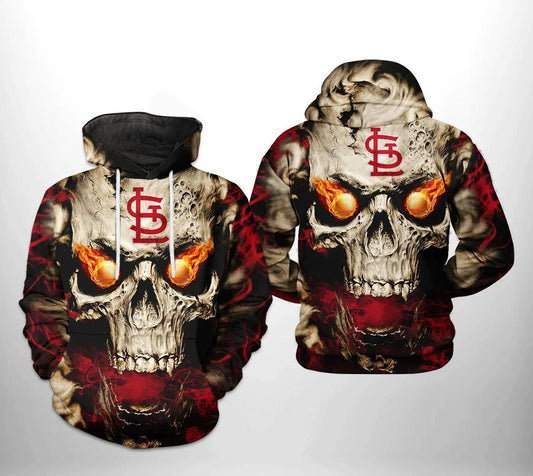 St. Louis Cardinals MLB Skull 3D Hoodie, MLB Hoodie Moonbestprint