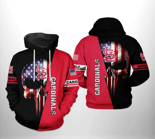 St. Louis Cardinals MLB US Flag Skull 3D Hoodie, MLB Hoodie Moonbestprint