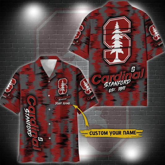 Stanford Cardinal Aloha Hawaiian Shirt Custom Your Name, NCAA Hawaiian Shirt Moonbestprint