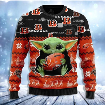 Star Wars Baby Yoda Star Wars Cincinnati Bengals Ugly Christmas Sweater, NFL Christmas Sweater Moonbestprint