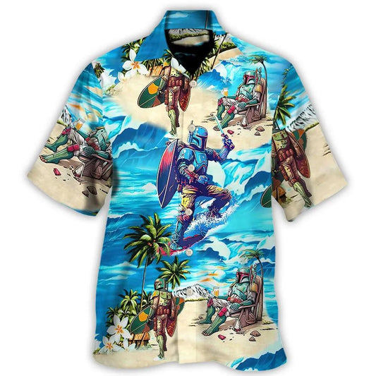 Star Wars Hawaiian Shirt, Mandalorian Hawaiian Shirt, Men's Star Wars Hawaiian Shirt Moonbestprint