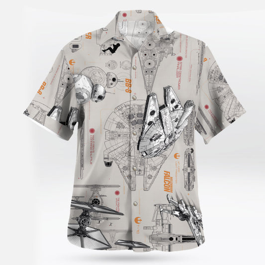 Star Wars Spaceship Blueprint Hawaiian Shirt – Moonbestprint