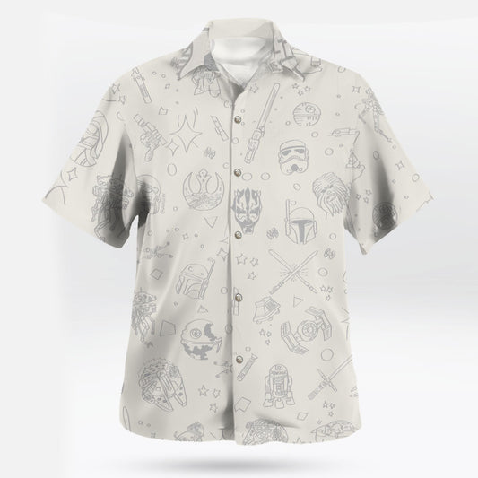 Star Wars White Hawaiian Shirt Minimalist Style – Moonbestprint