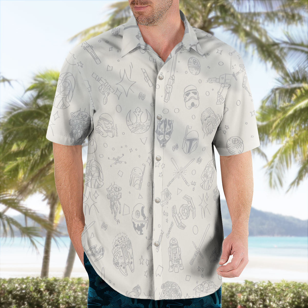 Star Wars White Hawaiian Shirt Minimalist Style – Moonbestprint