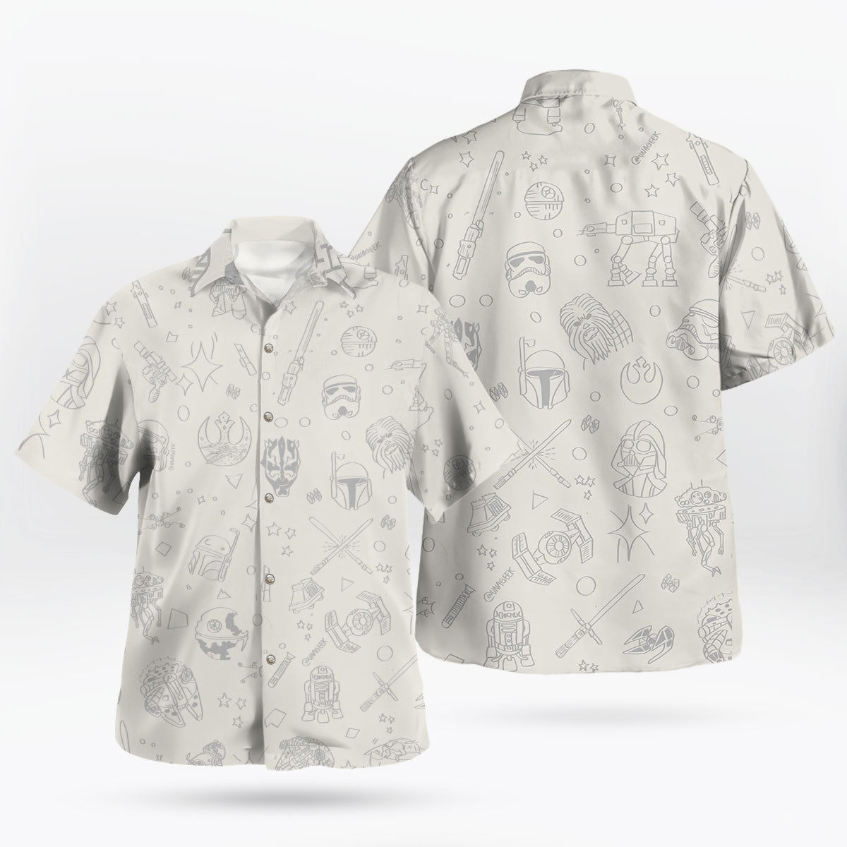Star Wars White Hawaiian Shirt Minimalist Style – Moonbestprint