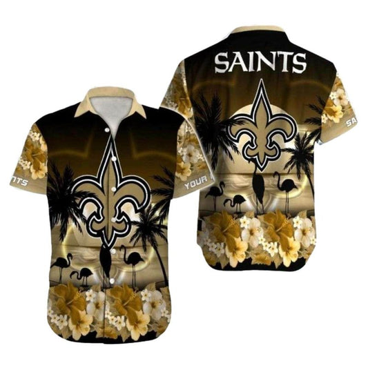 Starry Night Saints Emblem Tropical Personalized Hawaiian Shirt - Moonbestprint