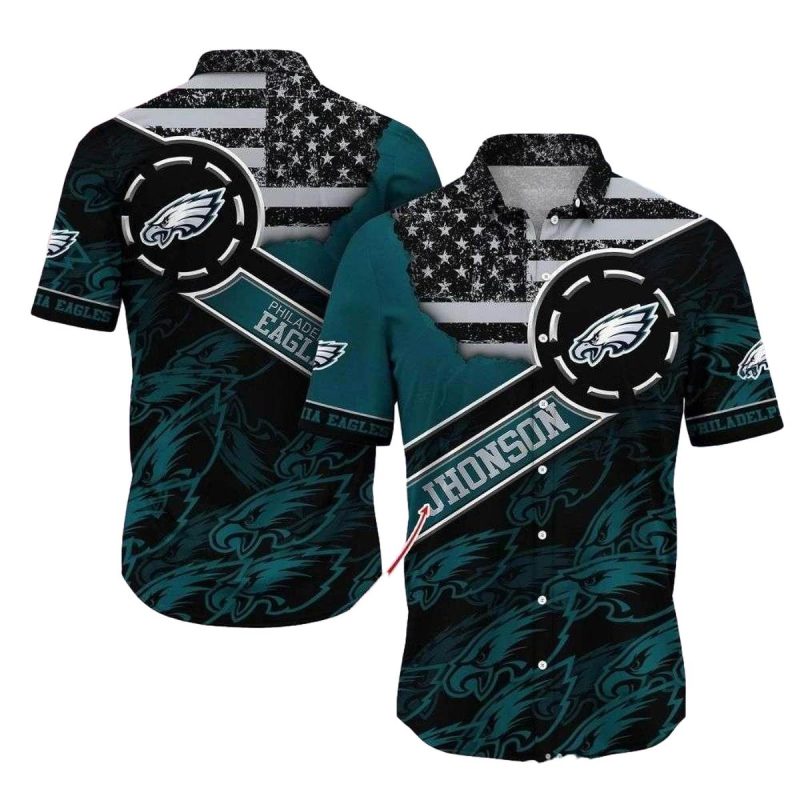 Personalized Starry Patriot Philadelphia Eagles Hawaiian Shirt - Moonbestprint