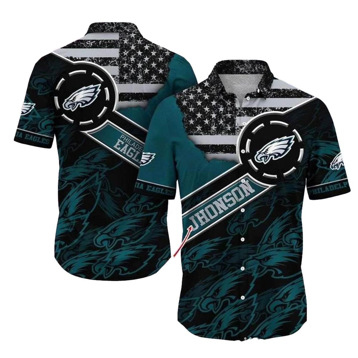Personalized Starry Patriot Philadelphia Eagles Hawaiian Shirt - Moonbestprint