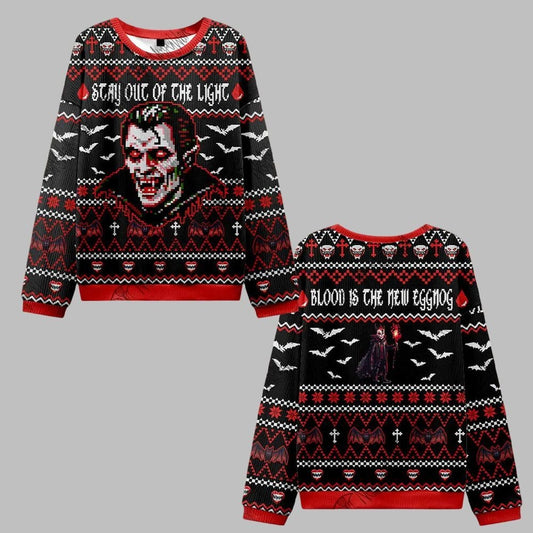 Stay Out Of The Light Blood Ugly Sweater 2026 Christmas - Moonbestprint