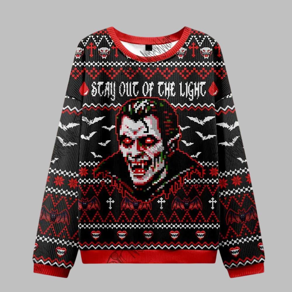 Stay Out Of The Light Blood Ugly Sweater 2026 Christmas - Moonbestprint