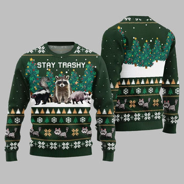 Stay Trashy Critter Ugly Sweater Christmas 2026 - Moonbestprint