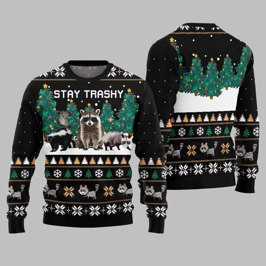 Stay Trashy Critter Ugly Sweater Christmas 2026 - Moonbestprint